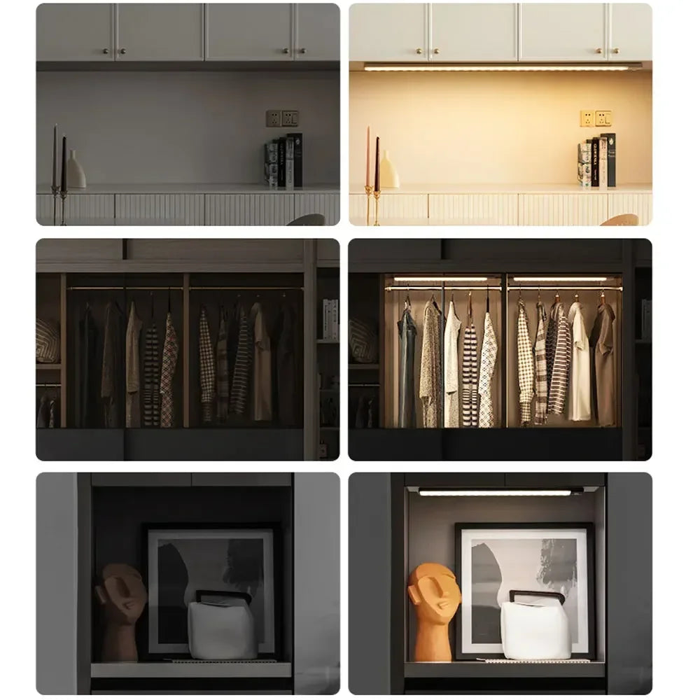 🌿 Spring Sale - Under Cabinet Lights, Motion Sensor & Magnetic, No Wire Hassle! Dimmable, USB rechargeable for Kitchen, Wardrobe, Stairs.